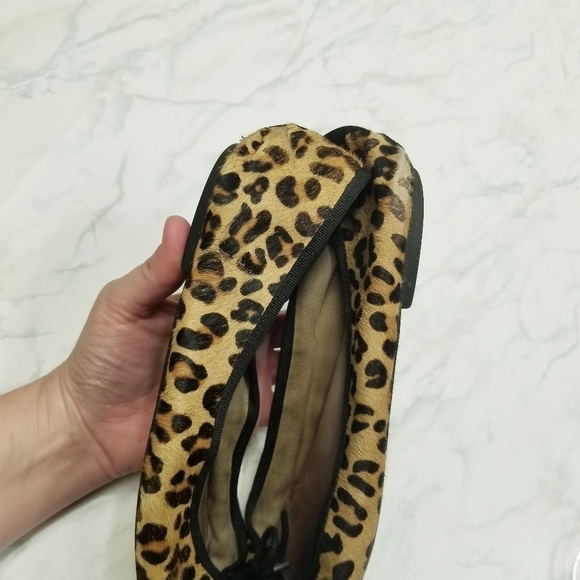 Lands End Ballerina Flats Animal cheetah Print Calf Hair bow accents 8.5 USED - Picture 3 of 15